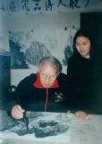 1998年在近水山庄老师画室江萍看其创作